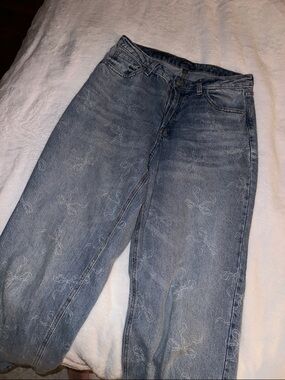wild fable light blue embroidered wide leg jeans